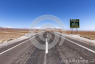 Tropic of Capricorn crossing sign, Route 23, Chile Stock Photo